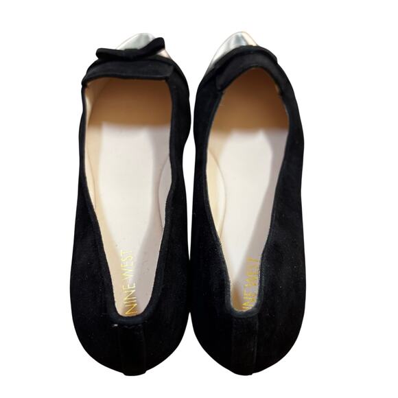 Nine West Saxiphone black flats leather & suede slip on shoes career casual 10M - Picture 6 of 11